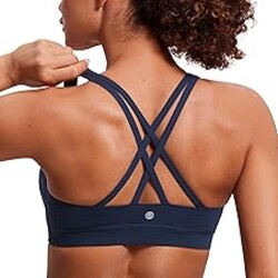 CRZ YOGA Naked Feeling Strappy Padded Sports Bras for Women - Fitness Workout Top Criss Cross Back Yoga Cami