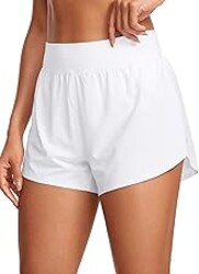 CRZ YOGA High Waisted Split Running Shorts for Women 3" - Comfy Mesh Liner for Workout Athletic Gym Track Quick Dry