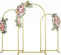 CludPark Metal Arch Backdrop Stand Wedding Arch frame Set of 3 (7.2FT/6.6FT/6FT) Gold Backdrop Arch Stand for Wedding Ceremony Birthday Party Baby Shower Graduation Ceremony Decoration