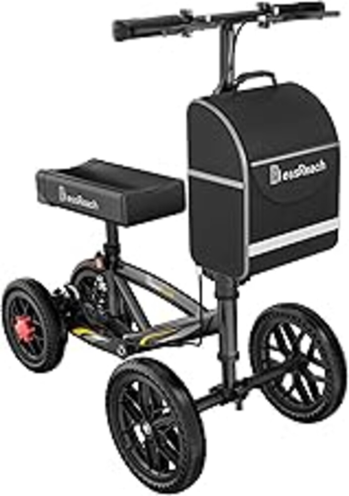 BlessReach All Terrain Foldable Knee Scooter Walker - Economical Knee Walker for Foot Injuries, Compact Crutches Alternative - Black