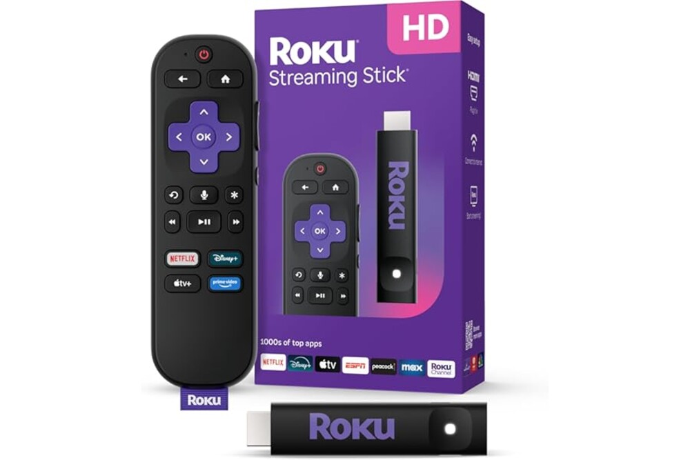 Roku Streaming Stick HD — HD Streaming Device for TV with Roku Voice Remote, Free & Live TV