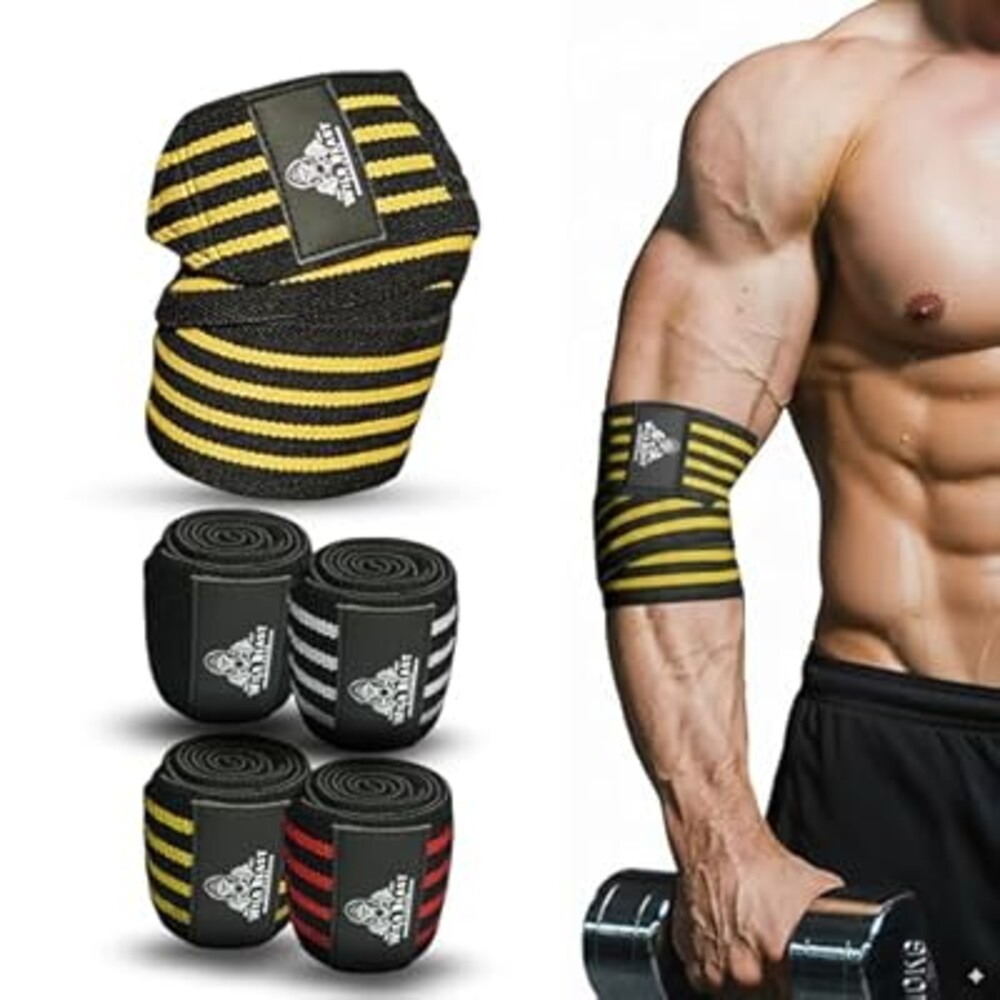 Elbow Wraps for Weightlifting Men (Pair), Stretchable 41" Elbow Compression Strap, Weightlifting Straps for Bench Press, Strength Training & Fitness Support, Elbows Straps for Golfer's Elbows & Tendonitis