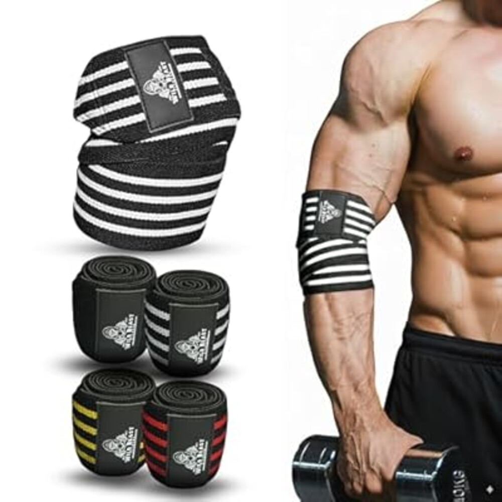 Elbow Wraps for Weightlifting Men (Pair), Stretchable 41" Elbow Compression Strap, Weightlifting Straps for Bench Press, Strength Training & Fitness Support, Elbows Straps for Golfer's Elbows & Tendonitis