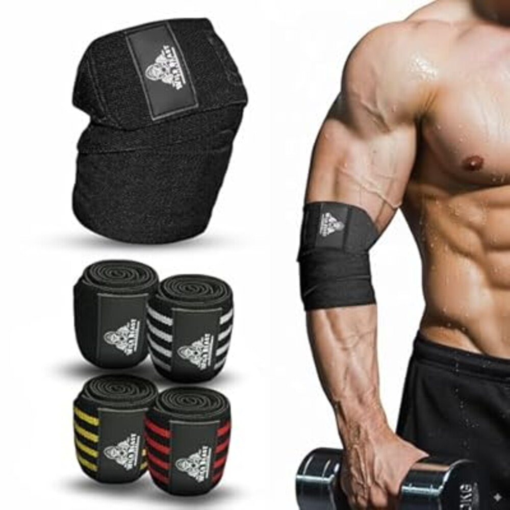 Elbow Wraps for Weightlifting Men (Pair), Stretchable 41" Elbow Compression Strap, Weightlifting Straps for Bench Press, Strength Training & Fitness Support, Elbows Straps for Golfer's Elbows & Tendonitis