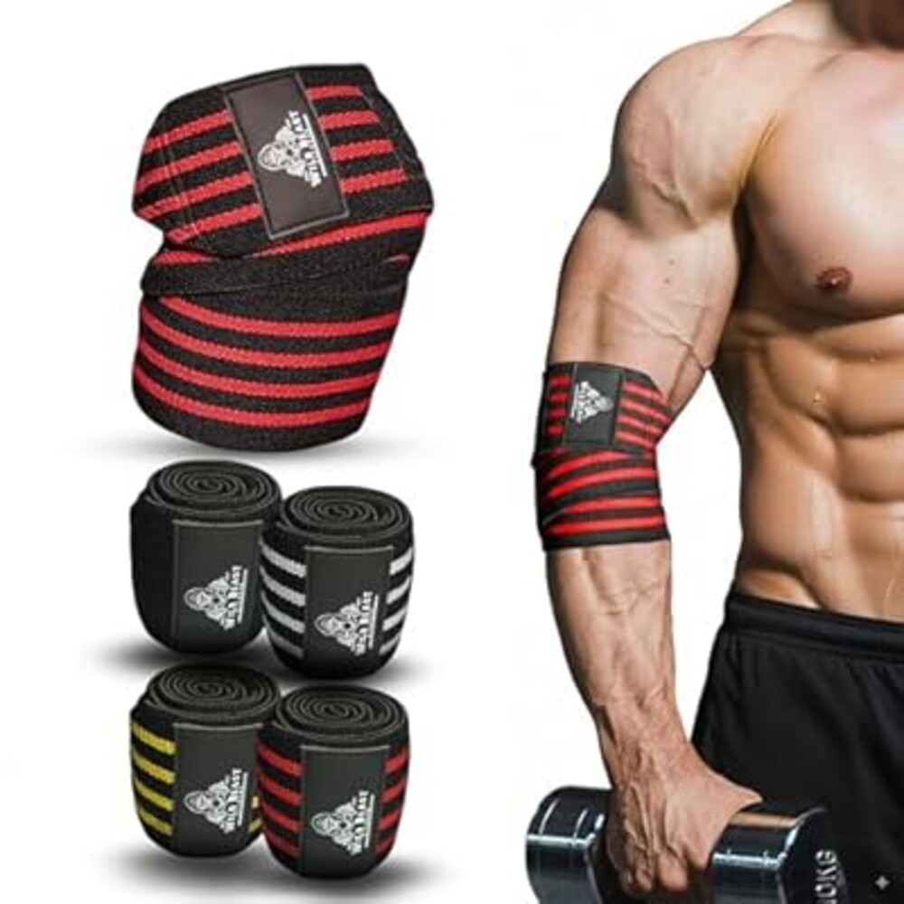 Elbow Wraps for Weightlifting Men (Pair), Stretchable 41" Elbow Compression Strap, Weightlifting Straps for Bench Press, Strength Training & Fitness Support, Elbows Straps for Golfer's Elbows & Tendonitis