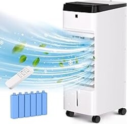 MEPTY Swamp Cooler, Windowless Portable Air Conditioners with 120°Oscillation, Evaporative Air Cooler with Remote,12H Timer, Air Cooler Fan with 3Modes&Speeds for Bedroom Indoor Room