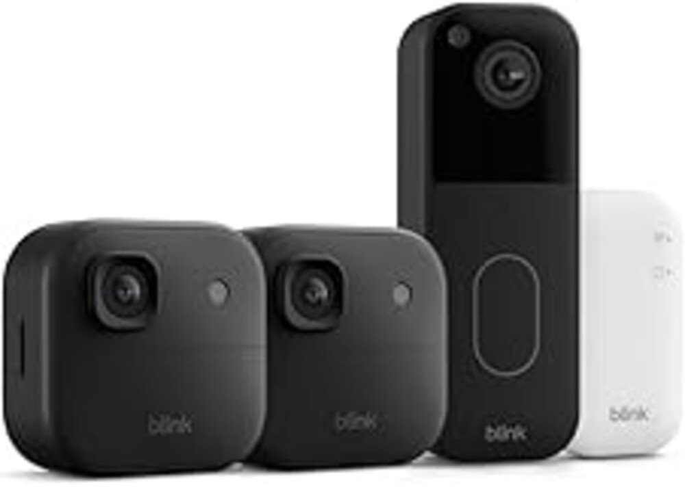 Blink Outdoor 2K+ and Video Doorbell – Two-year battery life, smart detection, Sync Module Core included – 2 Cameras + Video Doorbell (Black)