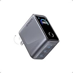 Anker Prime Charger,160W 3-Port Compact GaN USB C Charger,Smart Display and Touch Control,Up to 140W Single‑Port Fast Charging,for MacBook Pro,Laptop,iPhone 17 Series(Cable Not Included,Non-Battery)