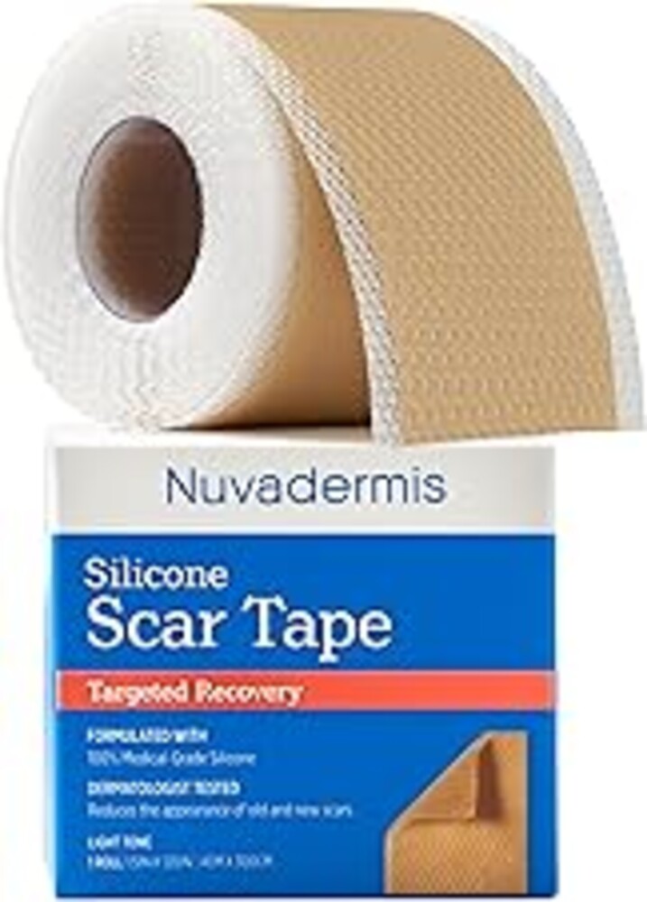 NUVADERMIS Silicone Scar Sheets for Surgical Scars - 120" x 1.5" Roll - Medical Grade Silicone Scar Tape and Face Tape for Wrinkles, Keloid Scars, and Hypertrophic Scars - Reusable - 1 Pack