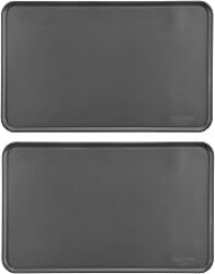 Amazon Basics Waterproof Non-Slip Silicone Pet Feeding Mat with Raised Edges, Prevents Spills, Easy to Clean, Protects Floors for Cat & Dog Food and Water Bowls, 18.5 x 11.5 Inches, Gray, 2-Pack