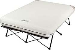 Coleman Queen-Size Airbed Cot Combination, Folding Air Mattress with Steel Frame & Side Table, Battery Pump Included, Great for Camping, Lounging, Elevated Sleeping, Guests, & More