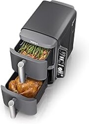 Ninja Air Fryer, 10QT DoubleStack XL 2-Basket, Compact Design, Cooks 5lb Whole Chicken, Feeds Up to 8 People, 6-in-1 Air Fryer, Roast, Bake & More, Easy to Clean, Dishwasher Safe Parts, Grey, SL401