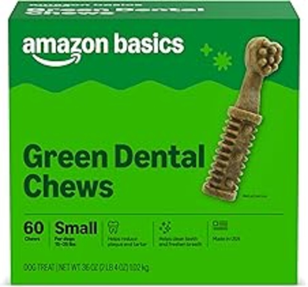 Amazon Basics Dental Dog Treats to Help Clean Teeth & Freshen Breath for Small Dogs, Small, Unflavored, Per Pack: 60 Count, 2.25 pounds (Previously Wag)