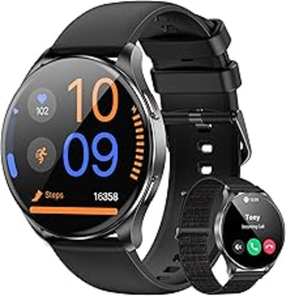 Blackview Smart Watch for Women Men (Make/Answer Calls),1.43''AMOLED Touchscreen Fitness Tracker with 100+ Sports Modes, Heart Rate/SpO2/Sleep Monitor/2 Straps, Smartwatch for iPhone & Android