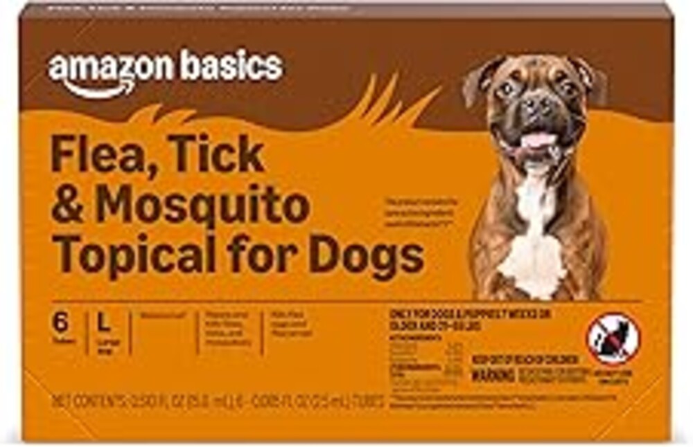 Amazon Basics Preventative Flea, Tick & Mosquito Topical Treatment for Large Dogs (21-55 pounds), 6 Count, Packaging May Vary