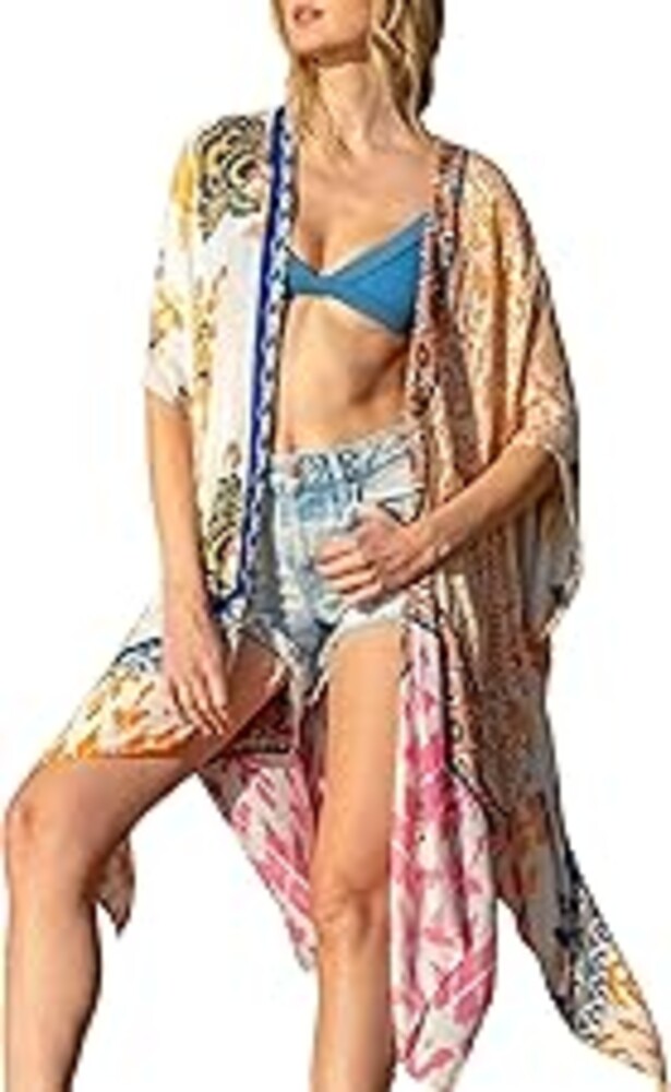 Spicy Sandia Kimonos for Women Floral Beach Cover Up Loose Swimsuit Bathing Suit Coverup Cardigan for Summer Swimwear