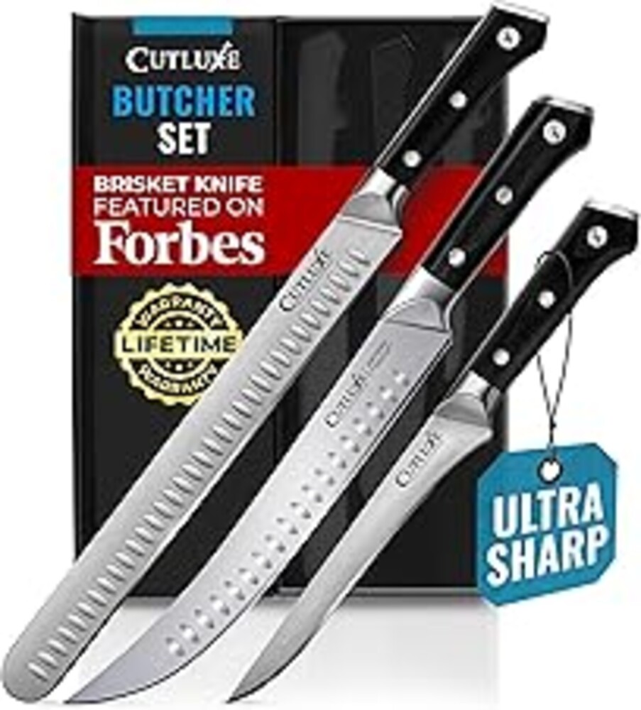 Cutluxe Butcher Knife Set – BBQ Brisket, Breaking & Boning Knife – Slicing Carving Knife Set for Meat Cutting, Ultra Sharp German Steel, Full Tang, Ergonomic Handles, Grilling Gifts for Men