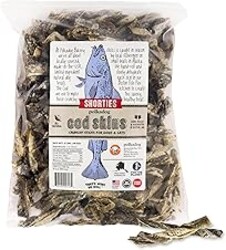 Polkadog Cod Skins for Dogs (2lb Shortie) - Single Ingredient, Wild-Caught Fish Skin Natural Dog Treat Chews. High in Lean Protein & Omega 3. Hypoallergenic, Grain Free. Handcrafted & Made in USA