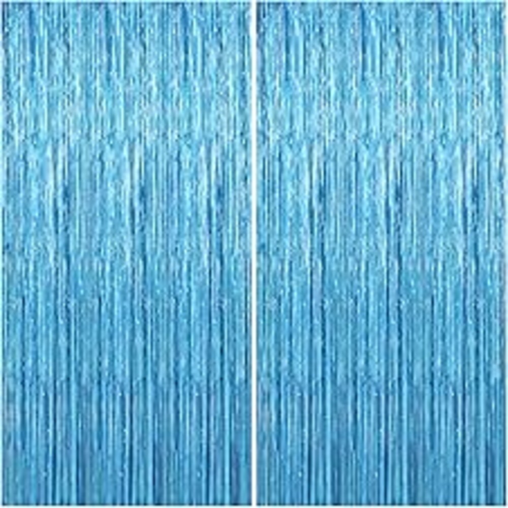 2 Pack Party Decorations Blue Streamers Fringe Backdrop Ocean Themed Decorations Foil Curtain Backdrop Blue Birthday Baby Shower Bachelorette Christmas Party Decor Supplies