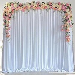 Wokceer White Backdrop Curtain for Wedding Parties 10x8FT Wedding Curtains Backdrop Drapes Polyester for Photoshoot Baby Shower Birthday Party Curtains Photography Background 2 Panels 5x8FT