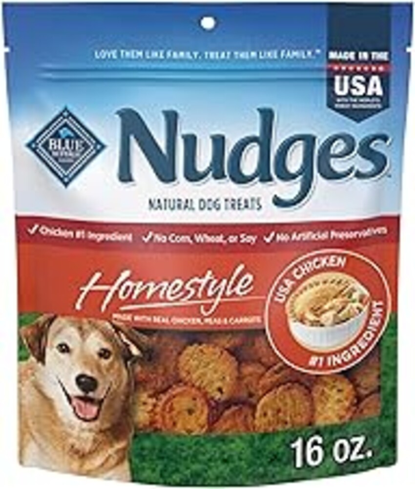 Blue Buffalo Nudges Homestyle Natural Dog Treats, Made in the USA with Real Chicken, Peas, and Carrots, 16-oz. Bag