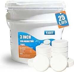 Chlorine Tablets 3 inch 25 Pounds, TABIT Swimming Pool Long Lasting Chlorinating Tablets, Slow Dissolving, Tri-Chlor for Swim Pool, Hot Tubs, Spa