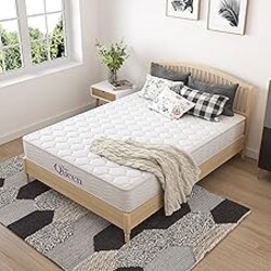 NapQueen 8 Inch Innerspring Full Size Medium Firm Memory Foam Mattress, Bed in a Box White