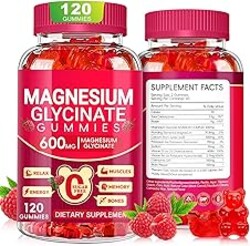 Magnesium Glycinate Gummies 600mg, Sugar Free Magnesium Gummies for Adults, Chewable Potassium Supplements for Body Support, Zzz and Relaxation, 120 Count