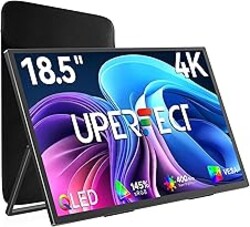 UPERFECT Portable Monitor 4K 60Hz 18.5", 145% sRGB QLED Laptop Monitor, 400 Nits Ultra-Slim Monitor, USB-C & HDMI, VESA & Case, Travel Second Screen for Laptop, Computer, Mini PC, Game Consoles