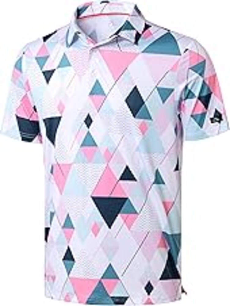 Obla Mens Golf Polo Shirts Short Sleeve Dry Fit Performance Moisture Wicking Casual Print Collared Golf Shirts for Men