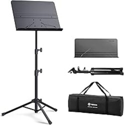 Vekkia Professional Portable Sheet Music Stand | Folding Adjustable Holder/with Carrying Bag/Sturdy for Instrumental Performance, Band & Travel