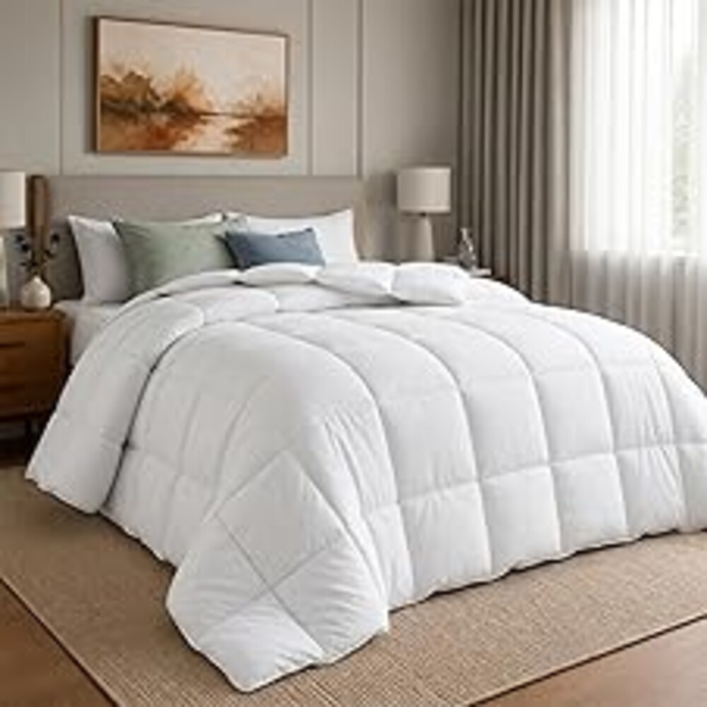 Utopia Bedding King Comforter Duvet Insert, Quilted White Comforter with Corner Tabs, Box Stitched Down Alternative Comforters King Size 90 x 102 inches