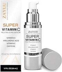 Super Vitamin C Face Serum for Mature Skin: Hydrating Brightening Formula - Vitamin C, Hyaluronic Acid, Vitamin E, Caffeine - Face Lift Serum for Wrinkles, Dark Spots - 1.7 fl. oz.