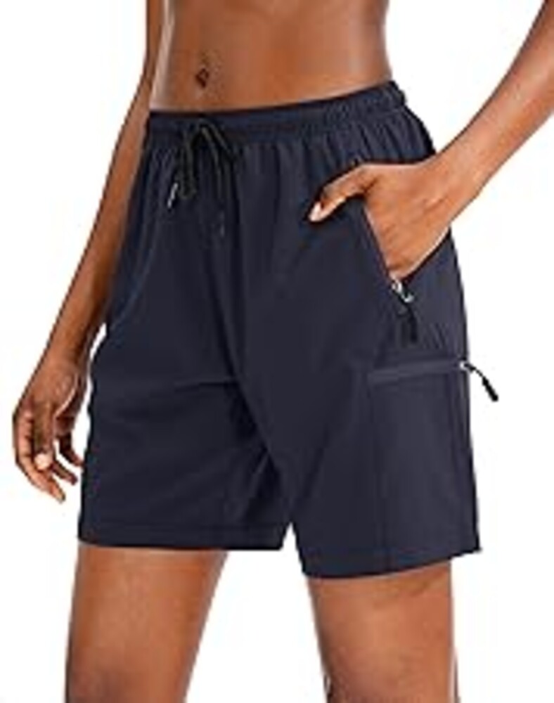 SANTINY Women's 5''/ 7''/9'' Hiking Cargo Shorts Quick Dry Lightweight Summer Shorts for Women Athletic Golf Zipper Pockets
