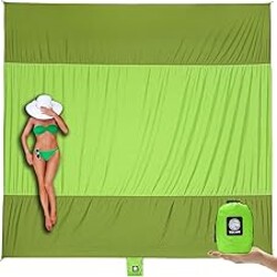 WEKAPO Beach Blanket Sandproof Waterproof, Extra Large Beach Mat, Oversized & Compact Sand Free, Quick Drying Beach Essentials for Vacation, Cruise, Picnic & Camping with Stakes