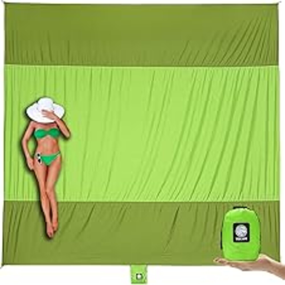 WEKAPO Beach Blanket Sandproof Waterproof, Extra Large Beach Mat, Oversized & Compact Sand Free, Quick Drying Beach Essentials for Vacation, Cruise, Picnic & Camping with Stakes