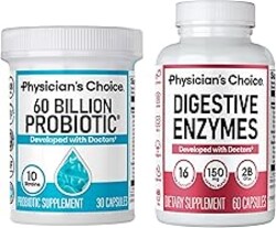 Physician's CHOICE Advanced Gut Health Bundle: 60 Billion Probiotics 30ct + Digestive Enzymes 60ct for Digestive, Gut, and Immune Health Supports Occasional Constipation, Diarrhea, Gas, and Bloating