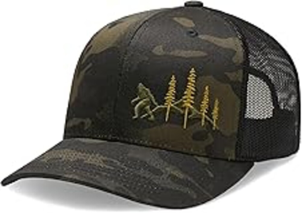 LARIX Wild Bigfoot Trucker Hat Men, No Sweat Liner Bundle, Bigfoot Gifts, Sasquatch Gifts, Expedition Men Hats