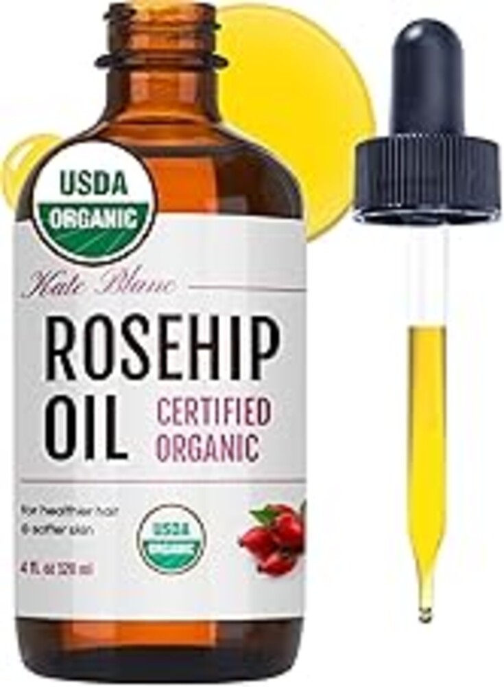 Kate Blanc Cosmetics Rosehip Oil for Face & Skin (4oz, Organic, Pure, Cold Pressed) Rosehip Seed Face Oil for Facial & Gua Sha Massage