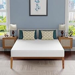FDW | 8 Inch Queen Mattress | Medium Firm | Gel Memory Foam Mattress | White | Bed in a Box, CertiPUR-US Certified | Pressure Relief, Cooling Ventilated Foam | Washable Removable Cover