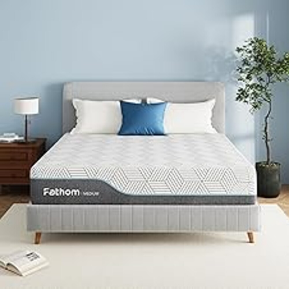 FATHOM Medium Queen Mattress 10 Inch Memory Foam Mattress Queen Size Bed in a Box for Back Pain Relief and Cool Sleep with Gel Foam and Removeable Fiberglass Free Cover, CertiPUR-US Certified