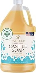 YARELI Pure Castile Soap Liquid Unscented 64oz – EWG Verified Organic Oils, Fragrance-Free Body Wash, Castile Soap for Bath Body Home Laundry – Made in USA, Vegan