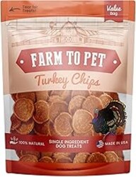 Farm To Pet Dog Training Treats, Healthy Turkey Dog Treats - 12 oz, Crunchy, Single Ingredient, All Natural Turkey Chips, Easy to Digest, Great for Dogs with Chicken Allergies, Made in USA