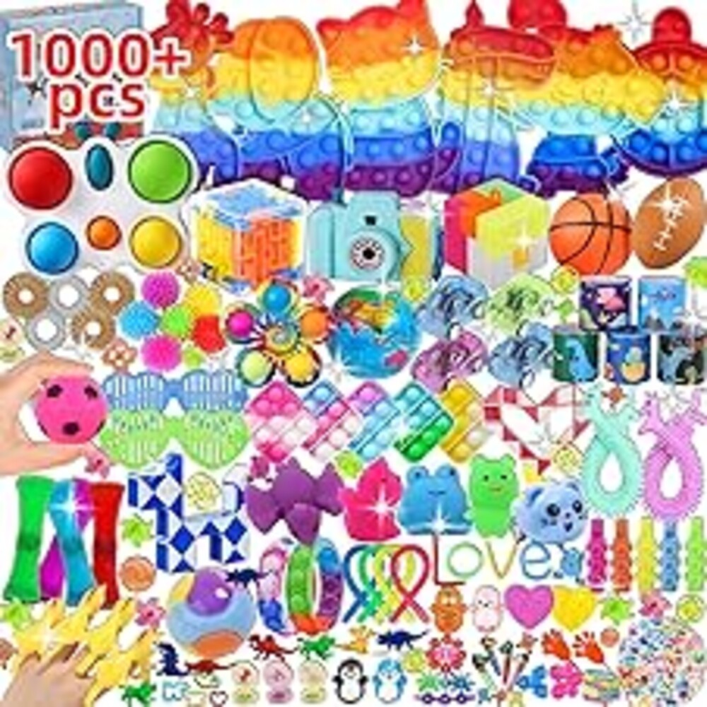 BILLFULL 1000 Pcs Party Favors for Kids, Fidget Toys Bulk, Birthday Gift Toys, Fidgets Stocking Stuffers, Treasure Box Party, Goodie Bag Carnival Prizes, Pinata Filler Stuffers Classroom