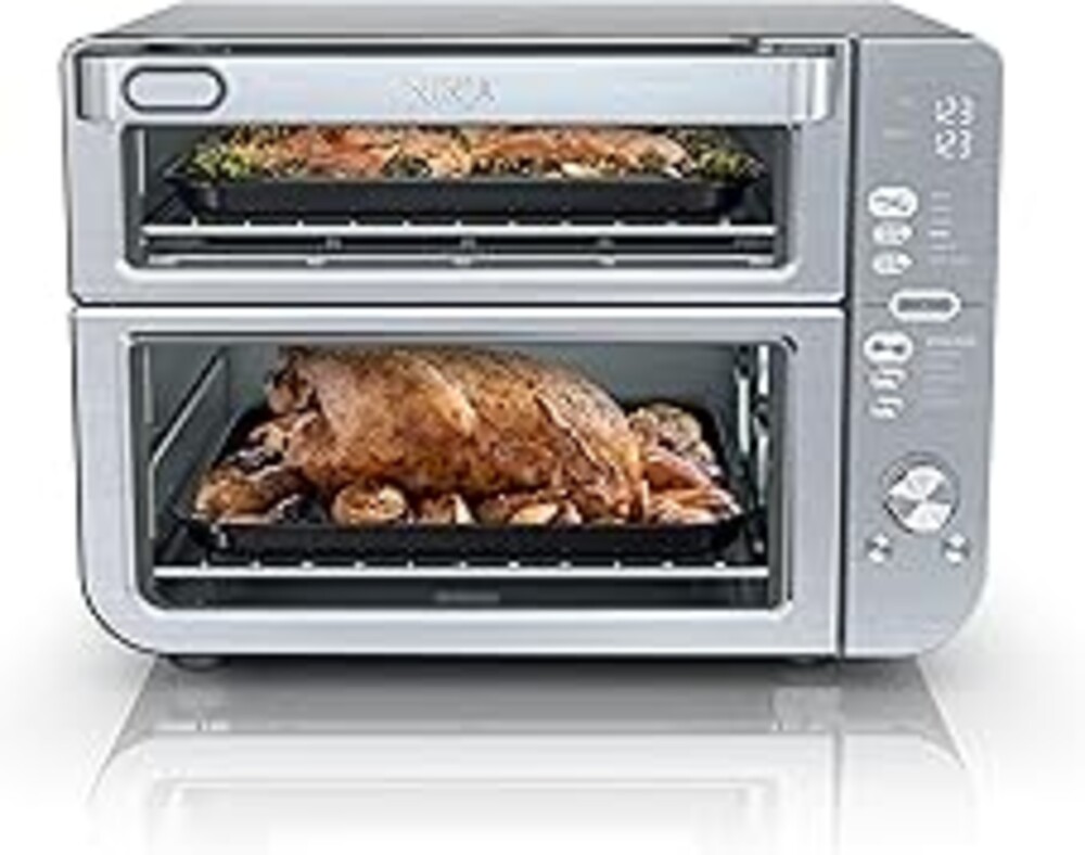 Ninja Air Fryer Toaster Oven Combo | Double Stack XL | 12-in-1 | Fits 4.5 lb Chicken & 6lbs of Wings | Smart Finish Cook 2 Different Meals at Same Time | Countertop Oven | Stainless Steel | DCT601