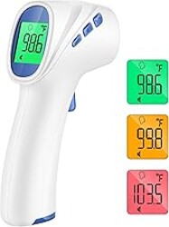 Forehead Thermometer for Adults and Kids, Non Contact, Fast Accurate Result | 3-Color Fever Alarm, 35 Memory Recalls, 1s Result, 2-in-1 Mode, Silent Mode, Large & Clear Backlit Display, FSA Eligible