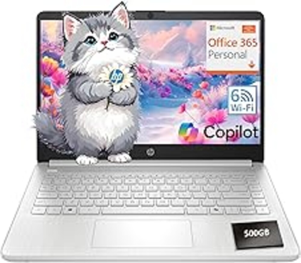 HP Essential Laptop Computer for Home and Student with Office 365, 2026 Edition, 8GB RAM, 128GB Storage- Intel Processor - LED Display, 500GB External HDD, Portable Design, Copilot AI, Win 11 Home S