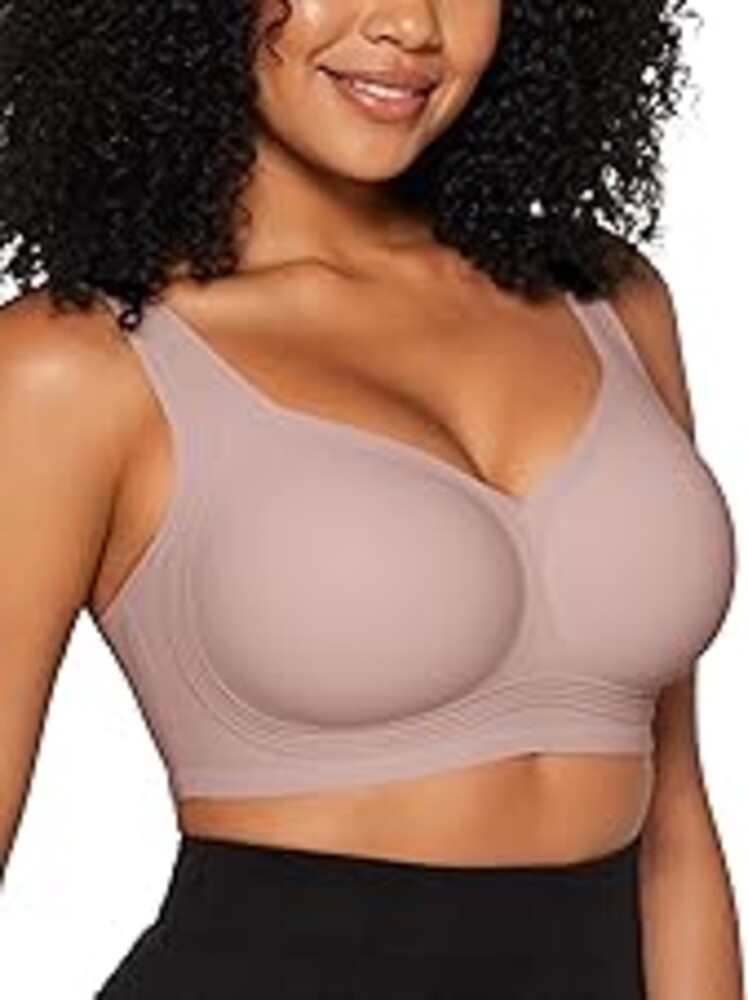 Vertvie Jelly Bras for Women Plus Size Minimizer Soft Wireless Push Up Bra Full Supportive Older Lift Back Coverage Bralette