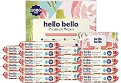 Hello Bello Premium Wipes, Designed for Sensitive Skin with Chamomile & Aloe Extracts, Rosy Posy (18 Resealable Packets = 1080 Total Wipes)