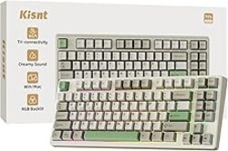 Kisnt KN85 Wireless Mechanical Gaming Keyboard, 75% Layout with RGB Backlit, Custom Hot Swappable, Creamy Sound, Bluetooth/2.4GHz/USB-C Compatible with Windows/Mac/PC (Industrial Gray,Linear Switch)